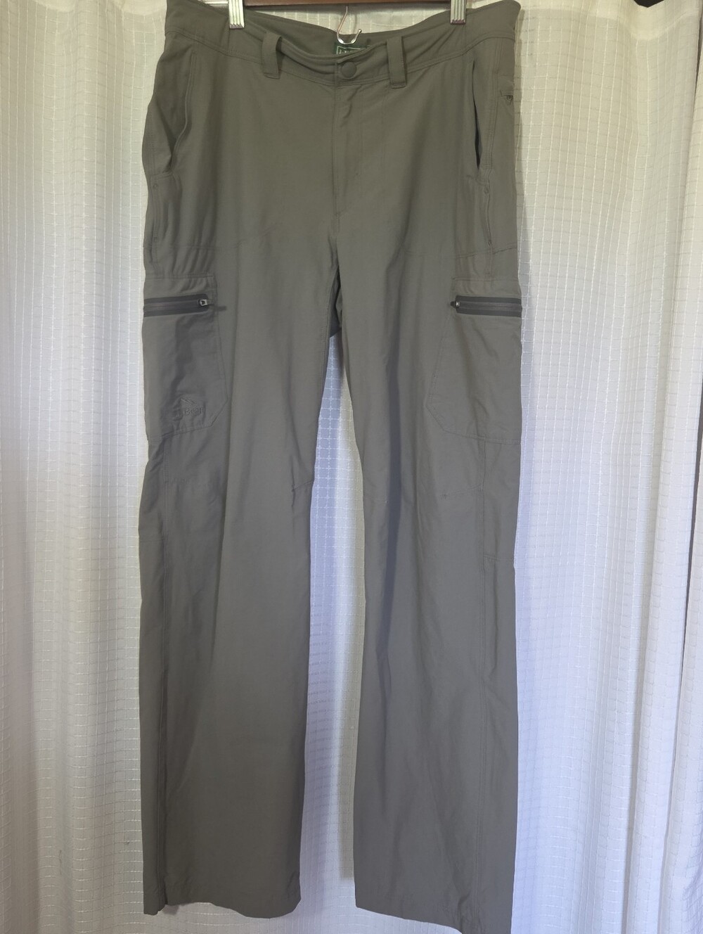 LL Bean Mens Hiking Trail Pants Gray Size 32x32 Regular Zip Pockets Nylon
